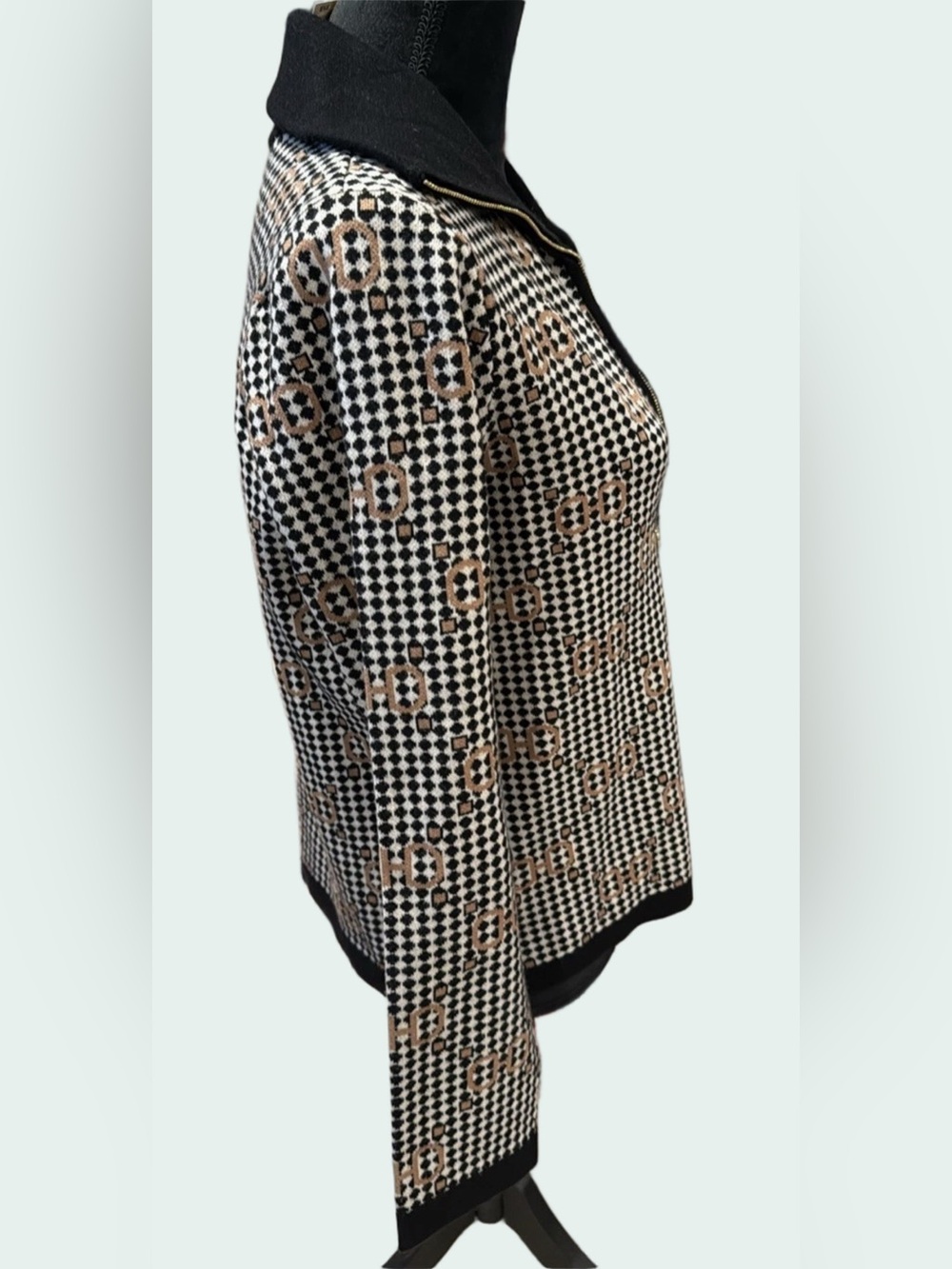 Anne Klein Black Multi Sweater Jacket Cardigan - Picture 3 of 10